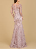 Lara 29199 - Long Sleeve Mermaid Beaded Gown-Dress-Lara-Lara