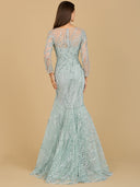 Lara 29199 - Long Sleeve Mermaid Beaded Gown-Dress-Lara-Lara