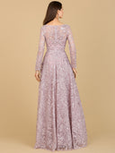 Lara 29200 - A-line Gown With Long Sleeves, V-Neckline-Dress-Lara-Lara