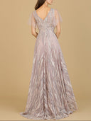 Lara 29201 - Cape Sleeve V-Neck Gown-Dress-Lara-Lara