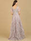 Lara 29201 - Cape Sleeve V-Neck Gown-Dress-Lara-Lara
