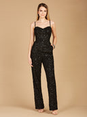 Lara 29204 - Beaded Spaghetti Strap Jumpsuit