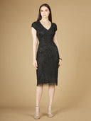 Lara 29225 - Cap Sleeve Midi Gown-Dresses-Lara-2-Black-Lara