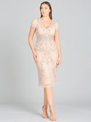 Lara 29225 - Cap Sleeve Midi Gown-Dresses-Lara-Lara