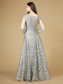 Lara 29231 - Lace Ball Gown with Long Sheer Sleeves and High Neck-Dresses-Lara-Lara