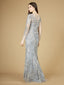 Lara 29232 - High Neck Long Sleeve Fitted Lace Gown-Dress-Lara-Lara