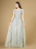 Lara 29235 - Cap Sleeve Lace A-Line Dress-Dress-Lara-4-Glacial Green-Lara