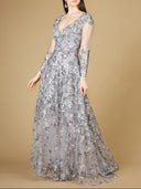 Lara 29239 - A-line Gown With Long Sleeves, V-Neckline-Dress-Lara-4-Dusty Purple-Lara