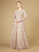Lara 29240 - Long Sleeve High Neck Gown-Dress-Lara-4-Antique Rose-Lara