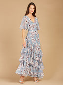 Lara 29246 - Cape Sleeve Print Dress