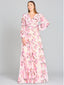Lara 29248 - Long Sleeve Print Dress-Dresses-Lara-0-Pink-Lara