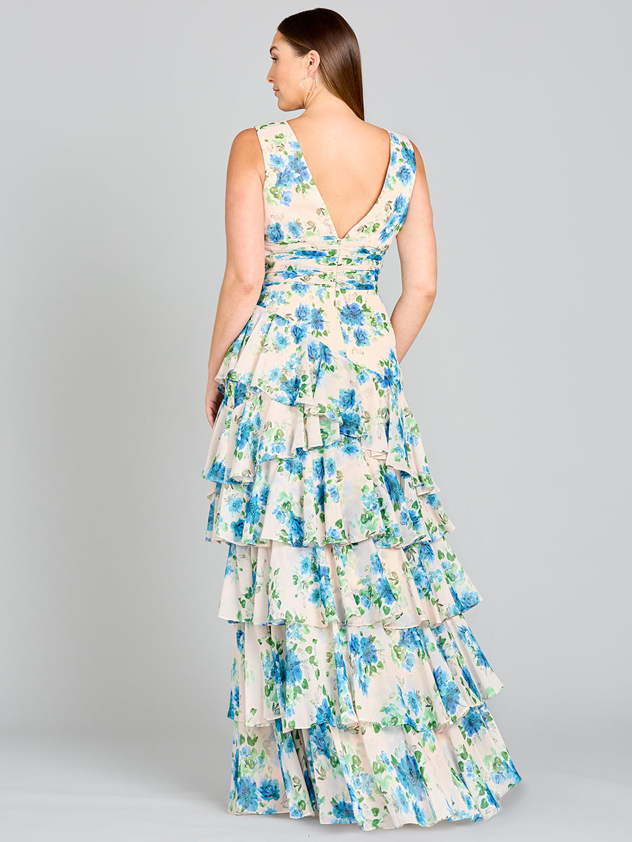 Lara 29249 - Ruffle Skirt Print Dress-Dresses-Lara-Lara