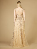 Lara 29250 - Inspired Lace Gown with Cap Sleeves-Dress-Lara-Lara