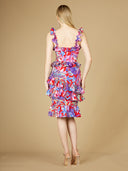 Lara 29267 - High Neck Printed Midi Dress-Dresses-Lara-Lara