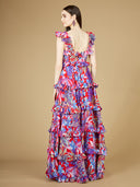 Lara 29271 - Printed Gown with Ruffle Skirt-Dresses-Lara-Lara