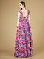 Lara 29271 - Printed Gown with Ruffle Skirt-Dresses-Lara-Lara