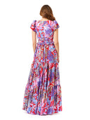 Lara 29276 - V-Neck Long Print Gown with Cap Sleeves