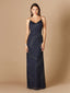 Lara 29282 - Beaded Spaghetti Strap Navy Full-Length Gown