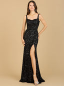 Lara 29285 - Sweetheart Neckline, Beaded Gown with Slit-Dresses-Lara-0-Black-Lara