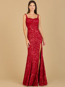 Lara 29285 - Sweetheart Neckline, Beaded Gown with Slit-Dresses-Lara-0-Red-Lara