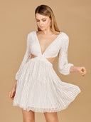 Lara 29288 - Long Sleeve Cut Out Dress with Lace Up Back