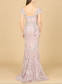 Lara 29295 - Fitted Lace Mermaid Gown-Dress-Lara-Lara