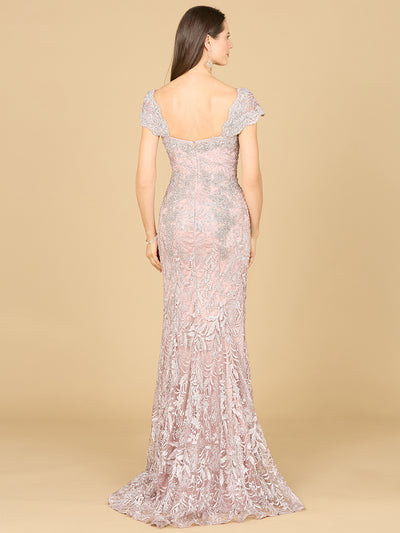 Lara 29295 - Fitted Lace Mermaid Gown-Dress-Lara-Lara