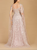 Lara 29300 - Lace Gown with Cape Sleeves, Sweetheart Neckline