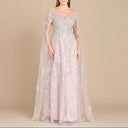 Lara 29300 - Lace Gown with Cape Sleeves, Sweetheart Neckline-Dress-Lara-Lara