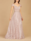 Lara 29301 - Cap Sleeve Beaded Lace Ballgown