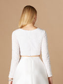 Lara 29306 - Long Sleeve V-Neck Beaded Top