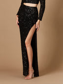 Lara 29311 - Long Side-Slit Beaded Skirt