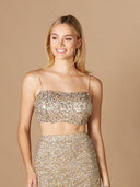 Lara 29312 - Spaghetti Strap Beaded Top-Shirts & Tops-Lara-Confetti-XS-Lara