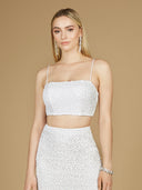 Lara 29312 - Spaghetti Strap Beaded Top-Shirts & Tops-Lara-Lara