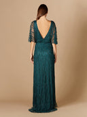 Lara 29319 - Illusion Cape Sleeve Beaded Gown