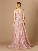 Lara 29324 - Floral Applique Overskirt Dress-Dresses-Lara-Lara