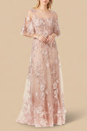 Lara 29325 - Cape Sleeve Lace Modest Gown