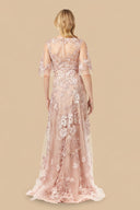 Lara 29325 - Cape Sleeve Lace Modest Gown
