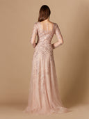 Lara 29326 - Long Sleeve V-Neck Lace Gown