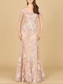 Lara 29327 - Long Sleeve Modest Lace Gown-Dress-Lara-Lara