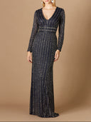 Lara 29343 - Long Sleeve Beaded Gown
