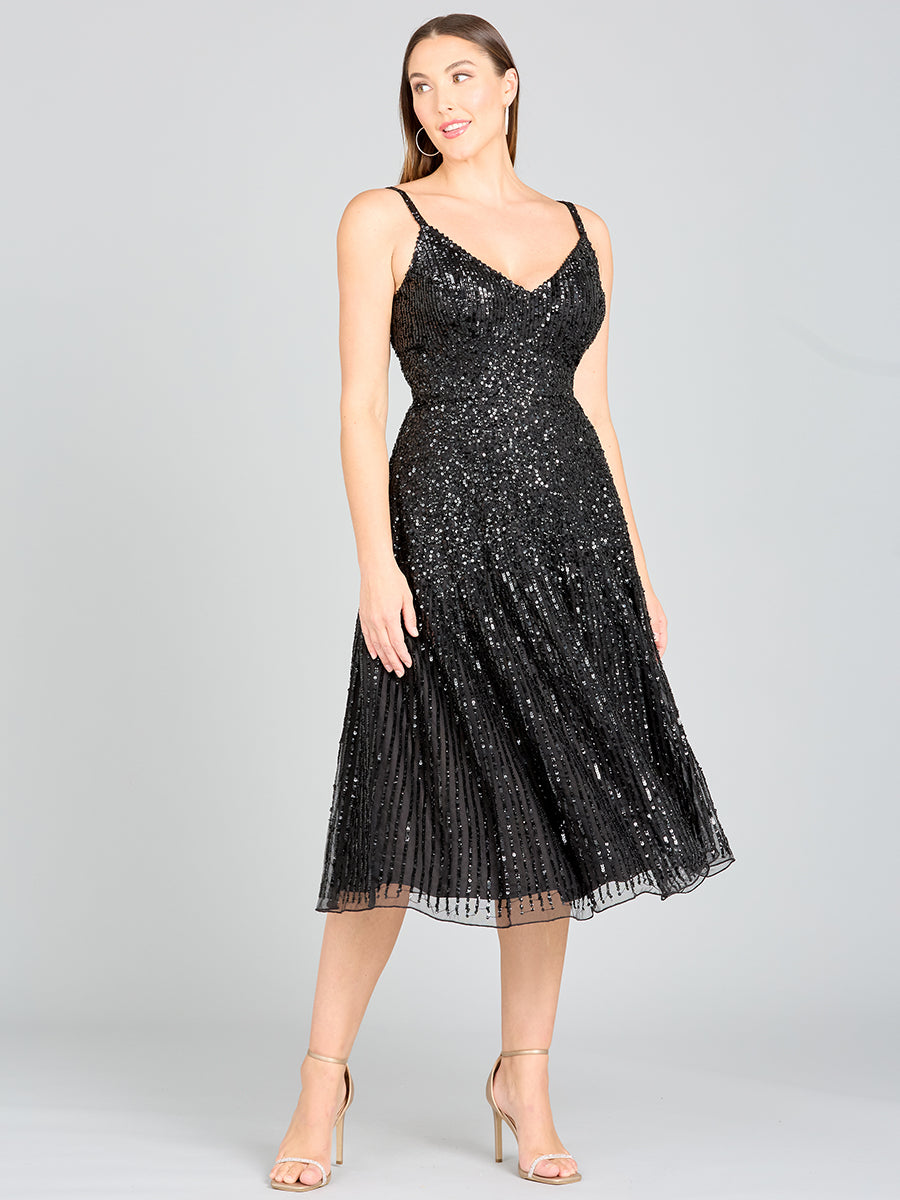 LARA 29347- Flowing Sequin Midi Dress Teal / 16 LARA 29347- Flowing Sequin Midi Dress Teal / 16
