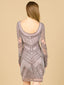 Lara 29355 - Long Sleeve Beaded V-Neck Fringe Cocktail Mini-Dress-Lara-Lara