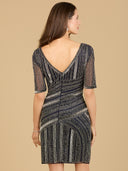 Lara 29357 - Short Sleeve Beaded Cocktail-Dresses-Lara-Lara