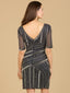 Lara 29357 - Short Sleeve Beaded Cocktail-Dresses-Lara-Lara