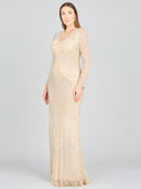 Lara 29360- Fitted Long Sleeve Beaded Gown-Dresses-Lara-Lara