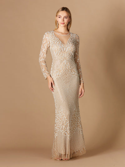Lara 29360- Fitted Long Sleeve Beaded Gown