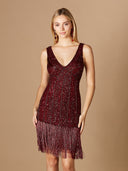 Lara 29361 - Beaded Fringe Cocktail Dress