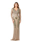 Lara 29363 - Long Sleeve Beaded Gown-Dress-Lara-Lara
