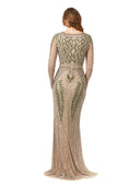 Lara 29363 - Long Sleeve Beaded Gown-Dress-Lara-Lara